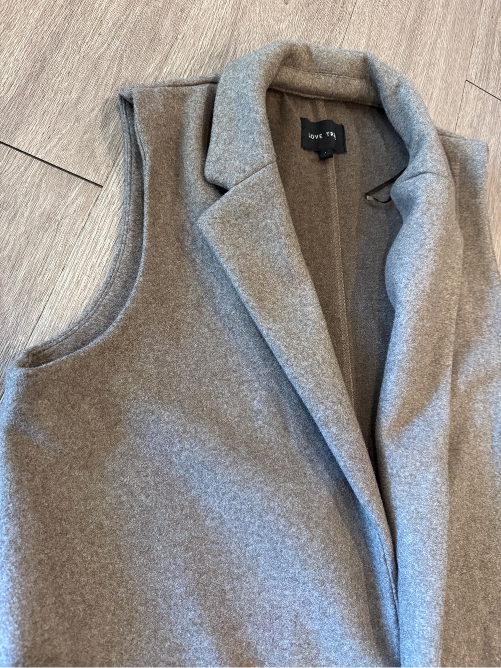 Love Tree Long Cool Brown Blazer Vest - Picture 2 of 11